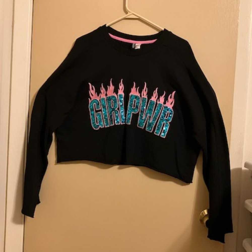 Girl Pwr Sequin and Silk Embroidered Sweater